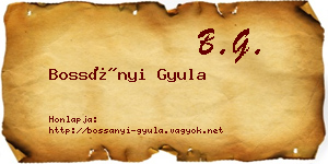 Bossányi Gyula névjegykártya